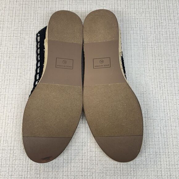 KAARI Blue Black Lace Slip On Classic Espadrille Flats 8.5 - Picture 5 of 6